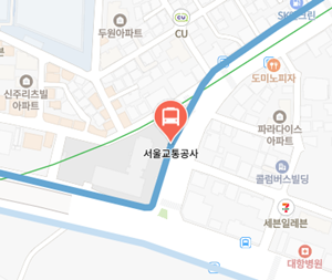 서울교통공사에서 인천공항 리무진 공항버스(6016번) 지도 위치
