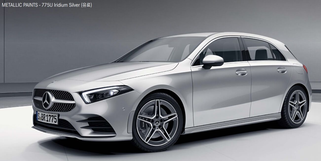 벤츠 A 클래스 해치백 색상코드 - Iridium Silver(색상 코드 : 775)