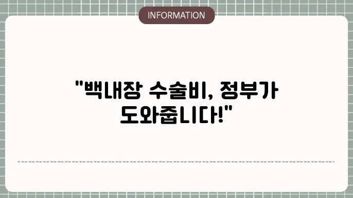 노인 백내장 수술비 지원: 