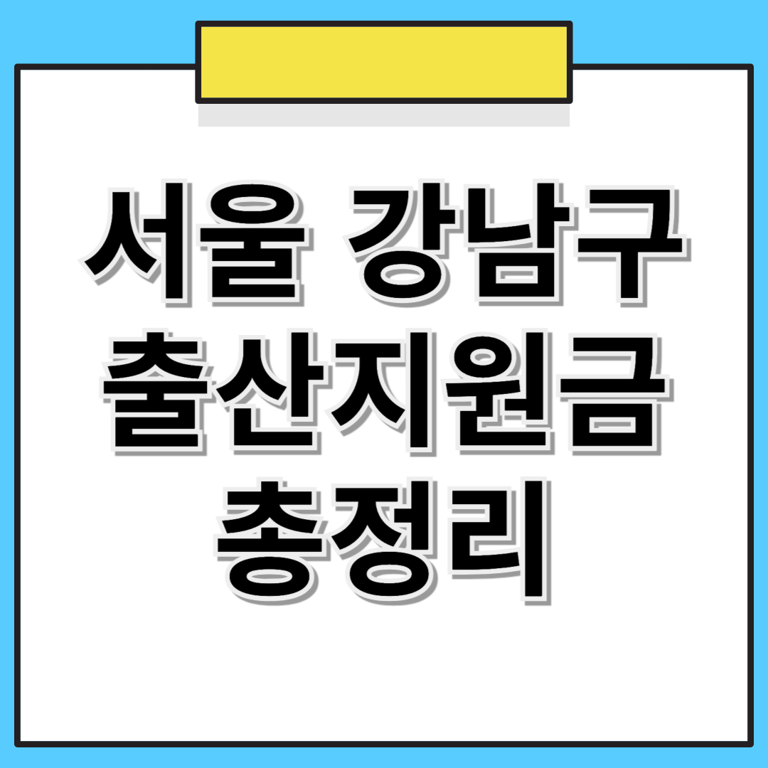 서울시 강남구 출산지원금 합계액 총정리 (2025년 기준)