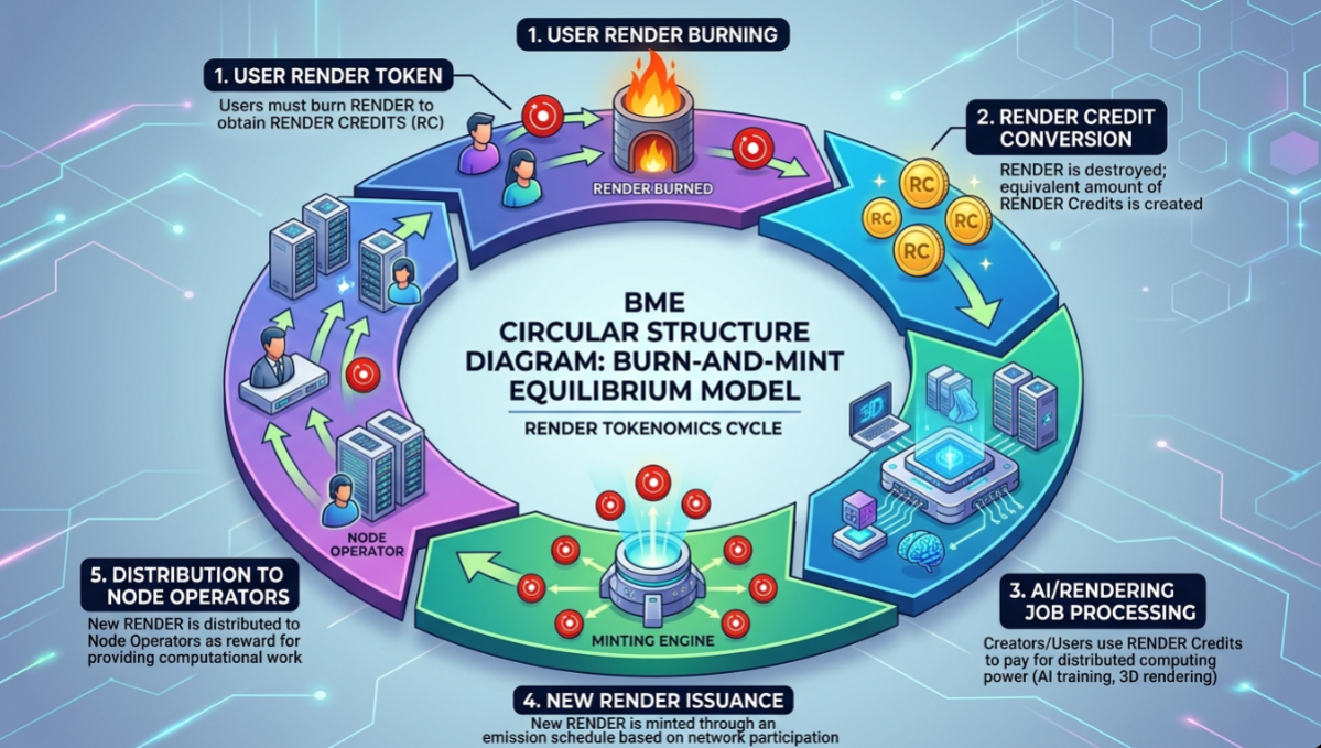 렌더토큰 시세 전망 관련 이미지(BME 순환 구조 다이어그램)