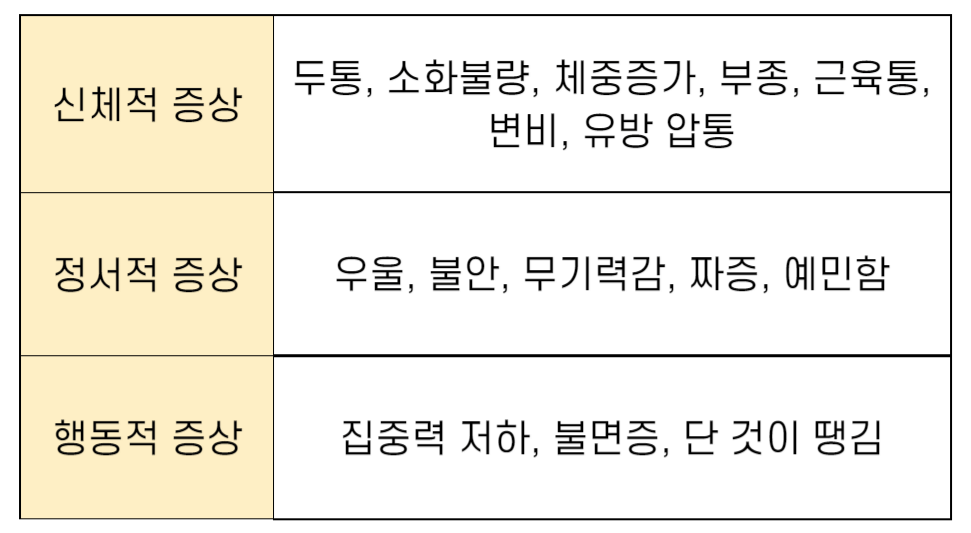 월경전 증후군 증상