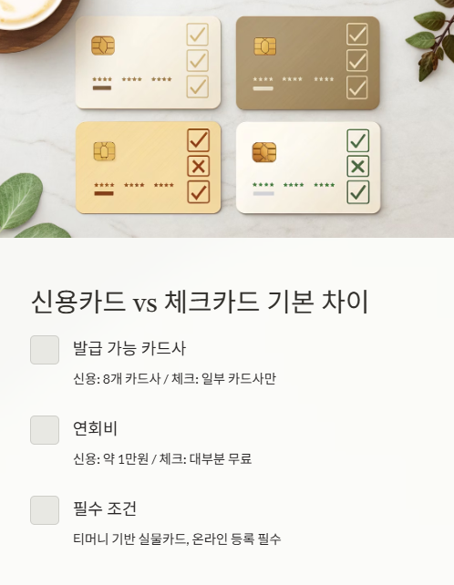 신용카드 체크카드 기본 차이