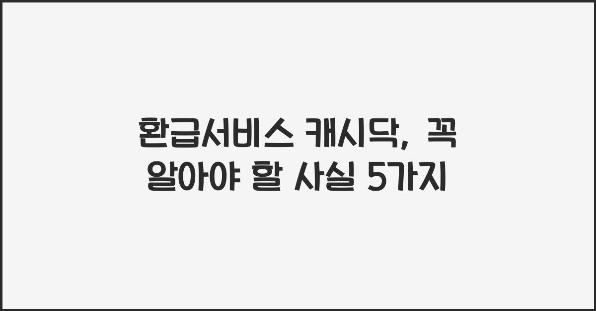 환급서비스 캐시닥