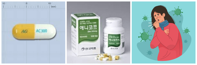 애니코프캡슐&#44; 기침 일러스트 사진