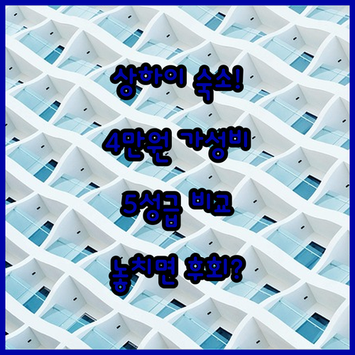 상하이 푸동 펑셴 숙소 총정리 4만원..