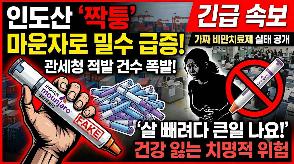 인도산 짝퉁 마운자로 밀수 급증 관세청 적발 건수 폭발 건강 잃는 치명적 위험