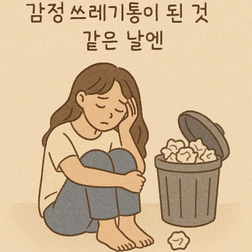 감정쓰레기통이 된 것 같은 기분으로 힘들어하는 그림