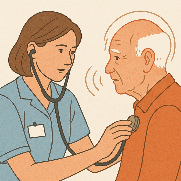 진료를 받고 있는 노인