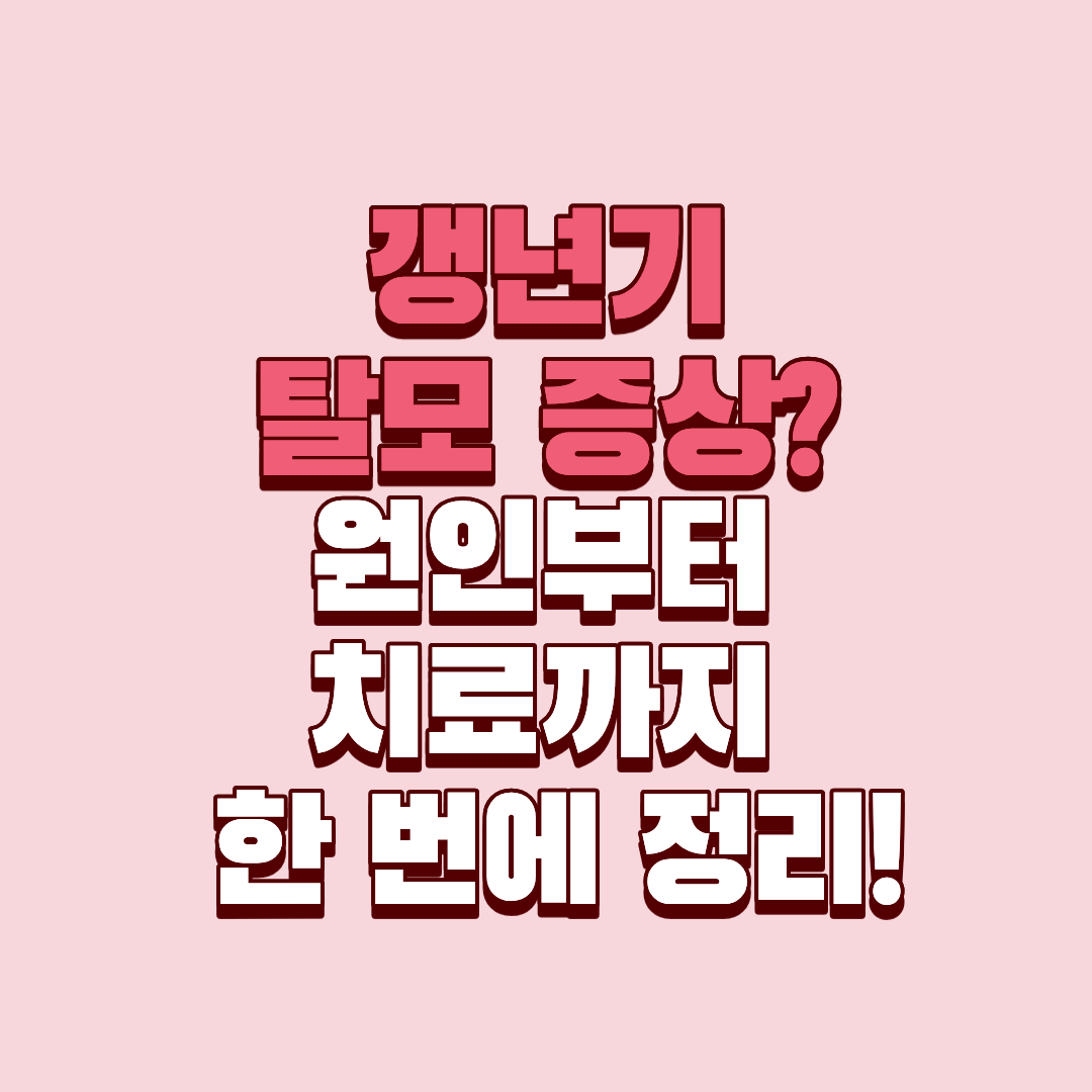 갱년기 탈모 증상 원인부터 치료까지 한 번에 정리!