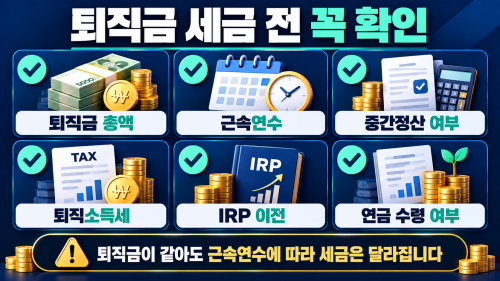 퇴직금 세금 계산 전 근속연수 퇴직금 IRP 원천징수영수증 체크리스트