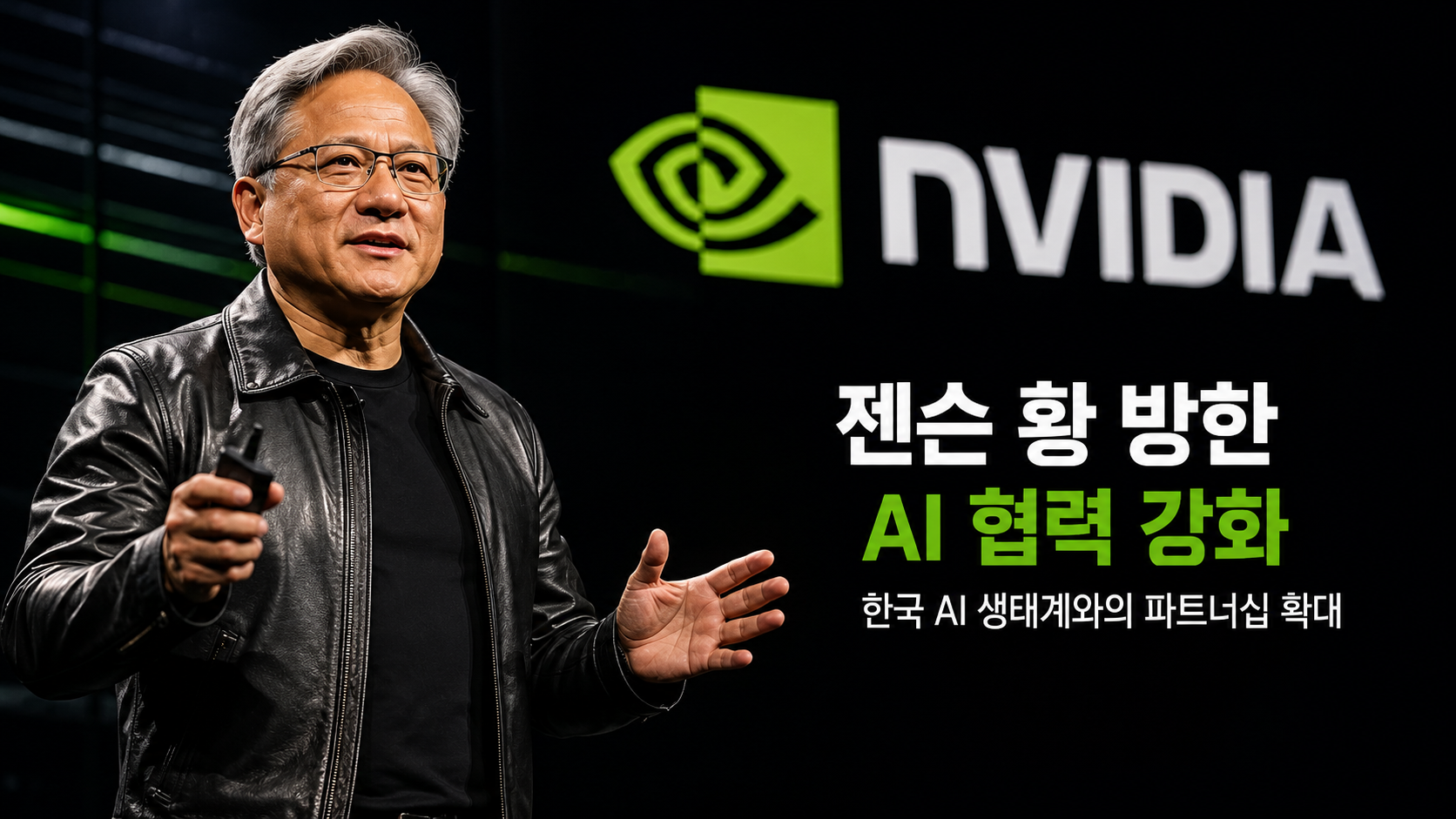 NVIDIA CEO Jensen Huang visiting South Korea, highlighting AI semiconductor partnerships and the growing importance of Korea in the global AI supply chain.