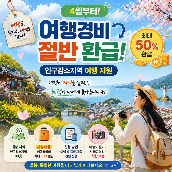 4월부터 여행경비 절반 환급 — 인구감소지역 여행 지원 총정리