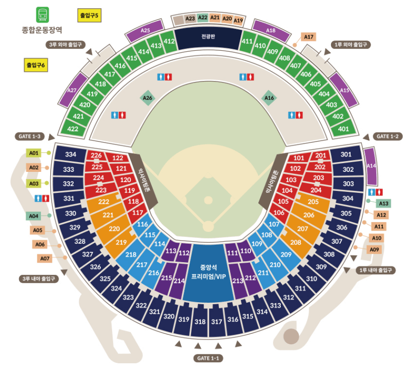 잠실야구장-1층-시설배치도