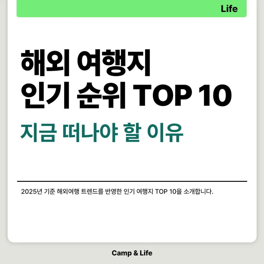 해외 여행지 인기 순위 TOP 10