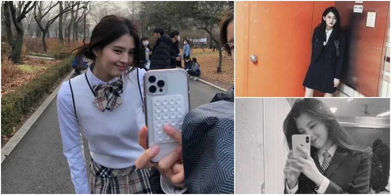 교복입고 있는 한소희