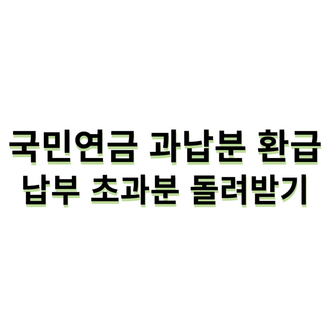 국민연금 과납분 환급 - 납부 초과분 돌려받기
