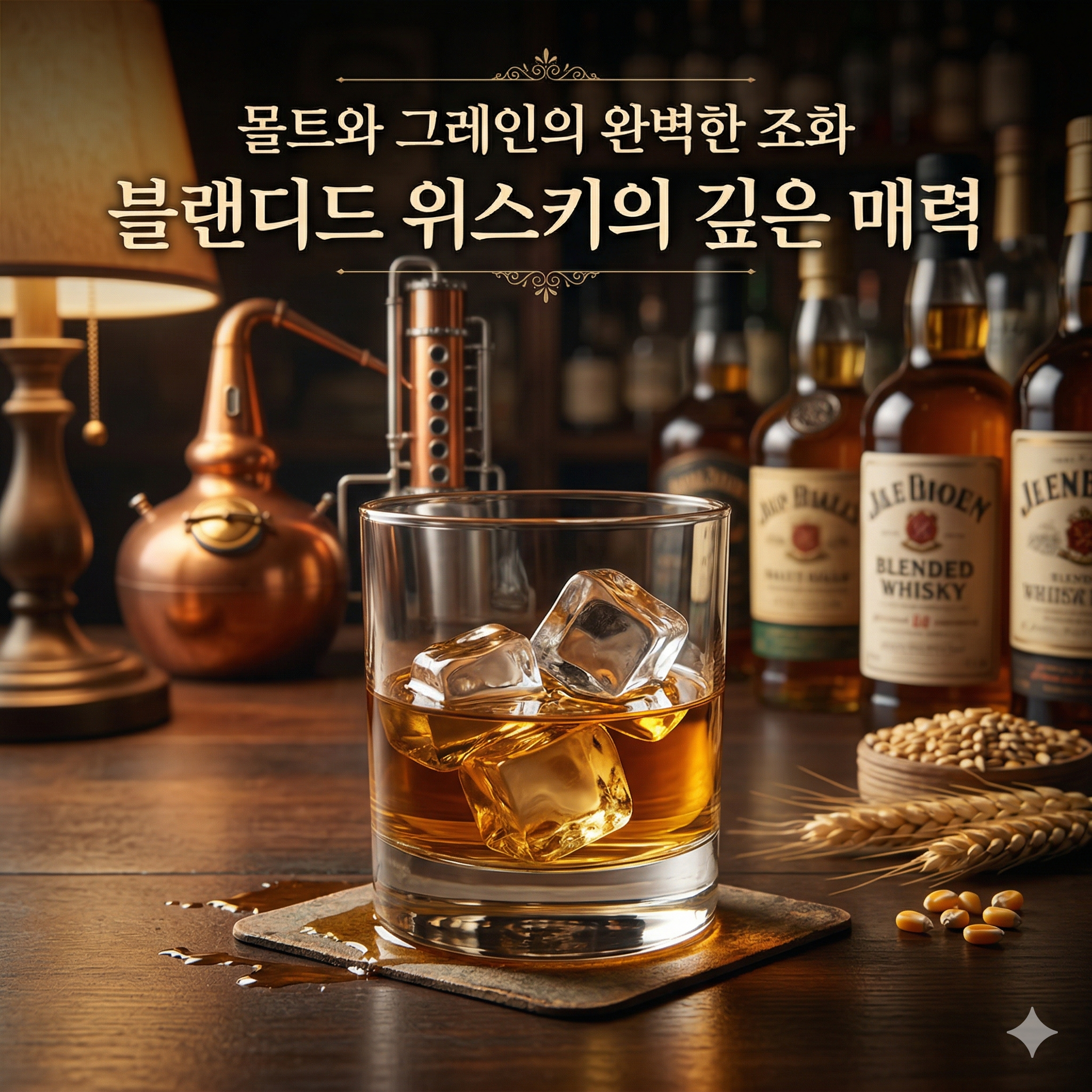 몰트와 그레인의 완벽한 조화, 블랜디드 위스키의 깊고 부드러운 세계