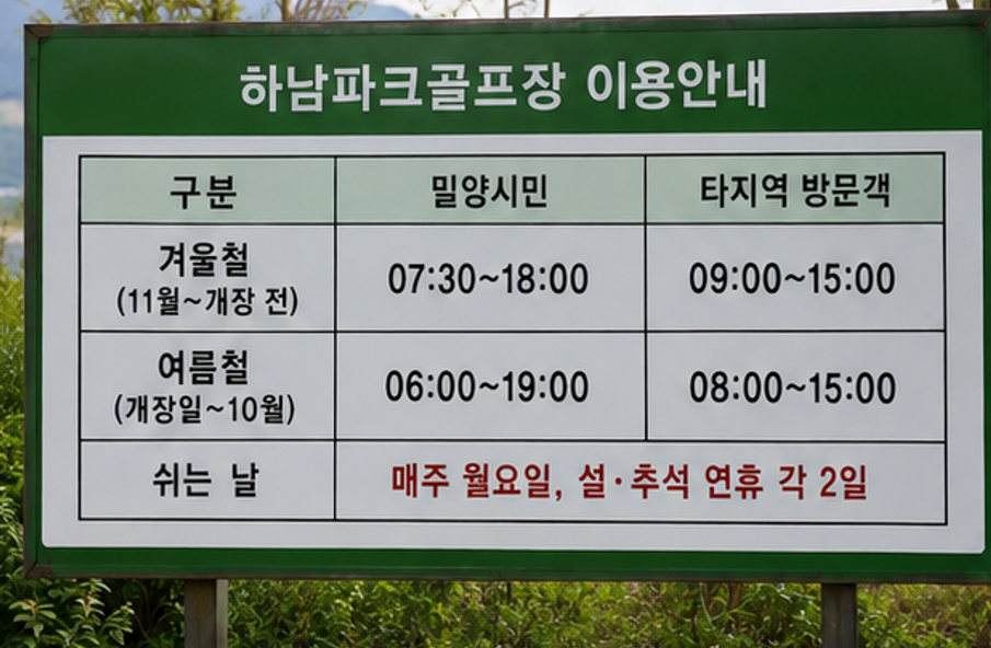 낙동강변 둔치에서 36홀 라운딩, 밀양 하남파크골프장 예약 꿀팁 (위치, 코스, 시설, 이용시간, 요금, 예약방법 등)