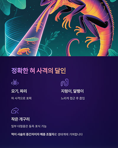 정지된 사냥꾼의 정확한 혀 사격