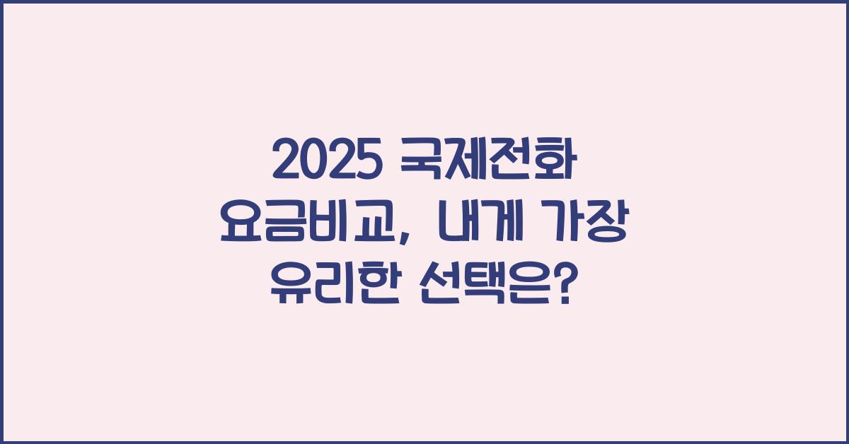2025 국제전화 요금비교