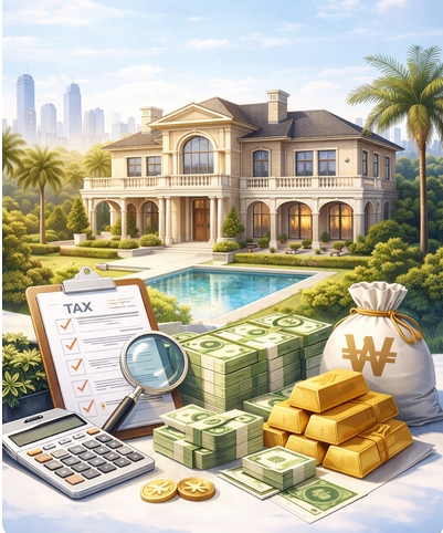 고급 저택과 부동산 자산 투자 개념 이미지