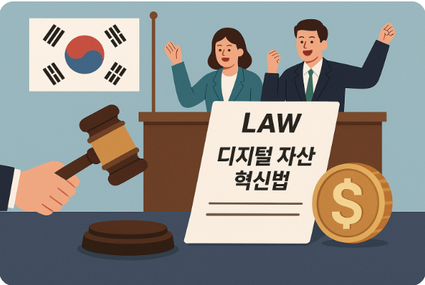 한국 디지털 자산 혁신법 통과 장면 일러스트