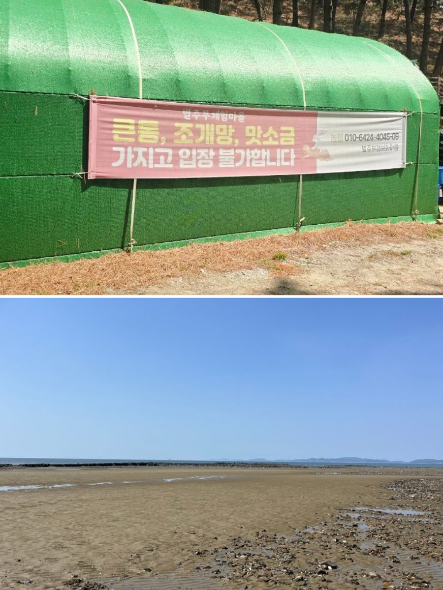 별주부마을 입구와 갯벌