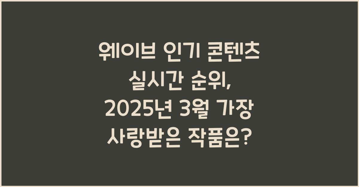 웨이브 인기 콘텐츠 실시간 순위