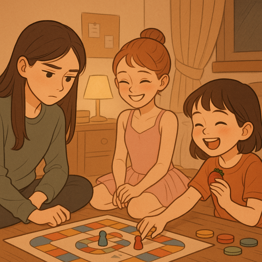 보드게임하는자녀모습