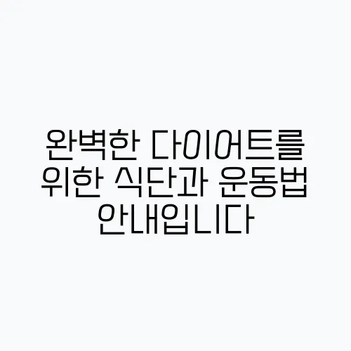 완벽한 다이어트를 위한 식단과 운동법 안내입니다