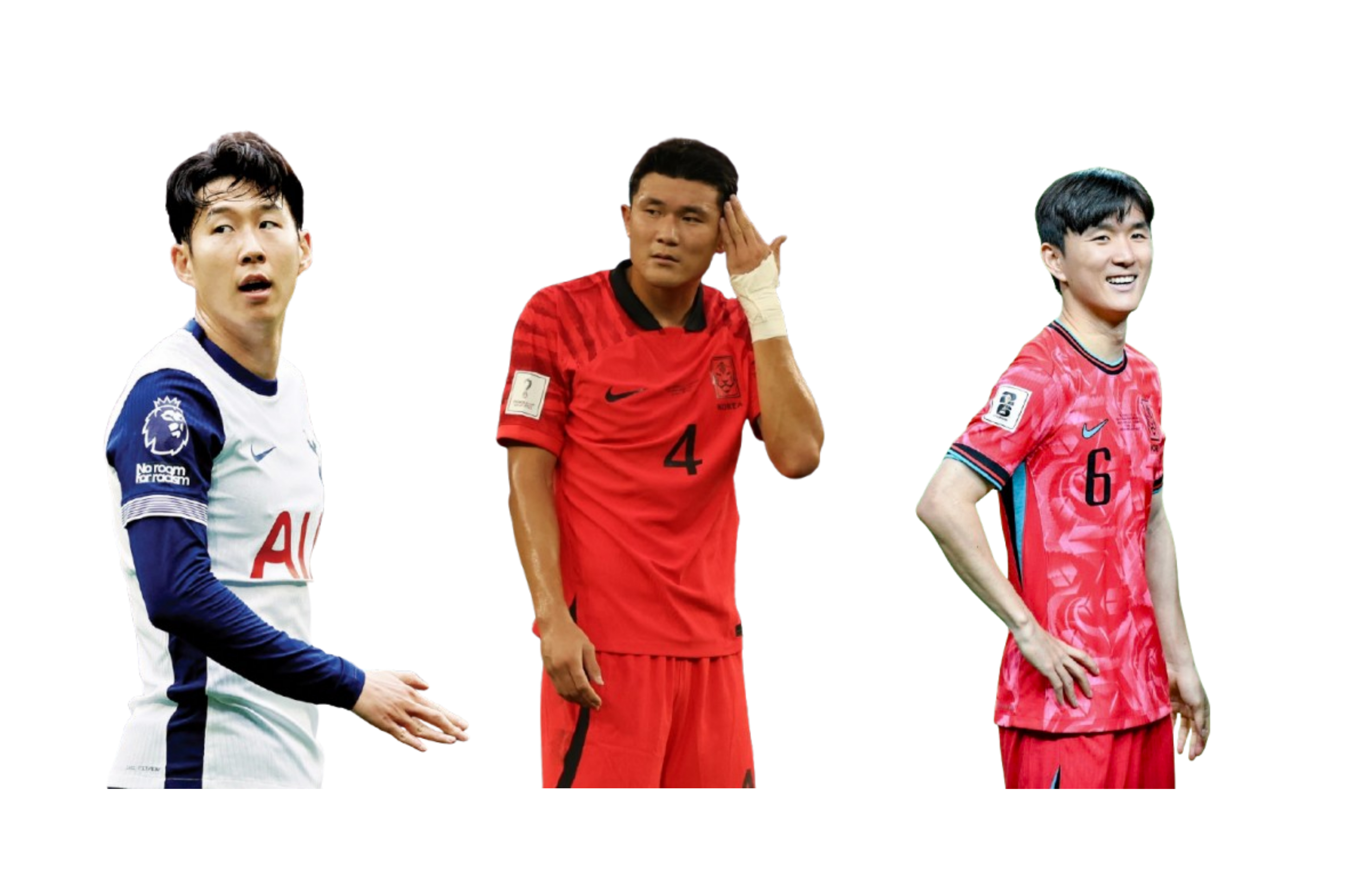 한국 선수(손흥민, 김민재, 황인범)