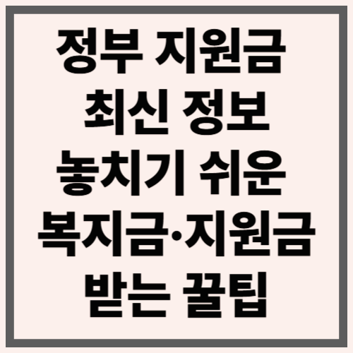 정부 지원금 최신 정보｜놓치기 쉬운 복지금·지원금 받는 꿀팁