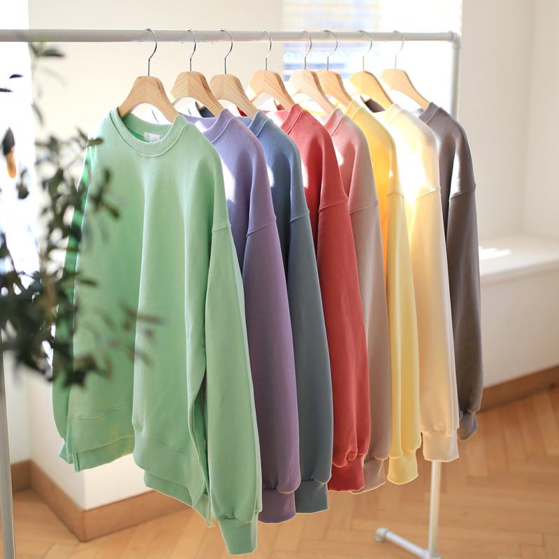무지 옆트임 루즈핏 여자 긴팔 롱 가을 겨울 기모 맨투맨 티셔츠