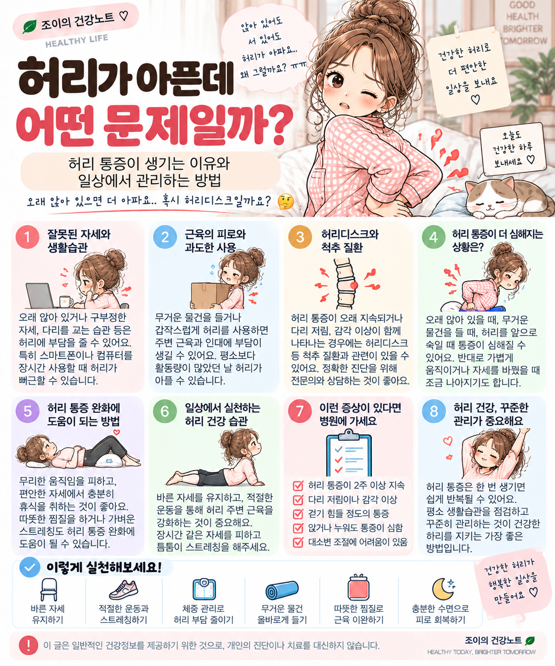 허리가 아픈 이유와 일상생활에서 허리 통증이 생기는 원인