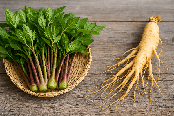 눈개승마 vs 인삼 성분 비교표