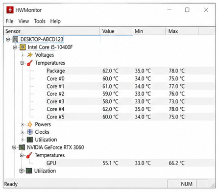 CPU 온도 확인 이미지