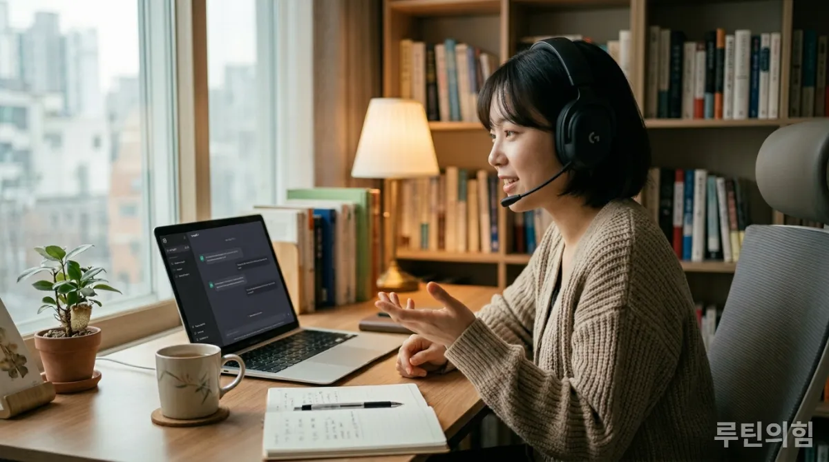 ChatGPT 음성 모드를 활용하여 영어 회화를 연습하는 한국인 학습자