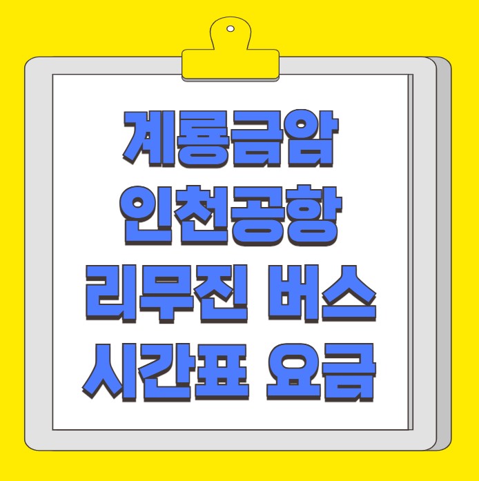 계룡 금암 인천공항 리무진 버스 시간표 요금 예약 방법