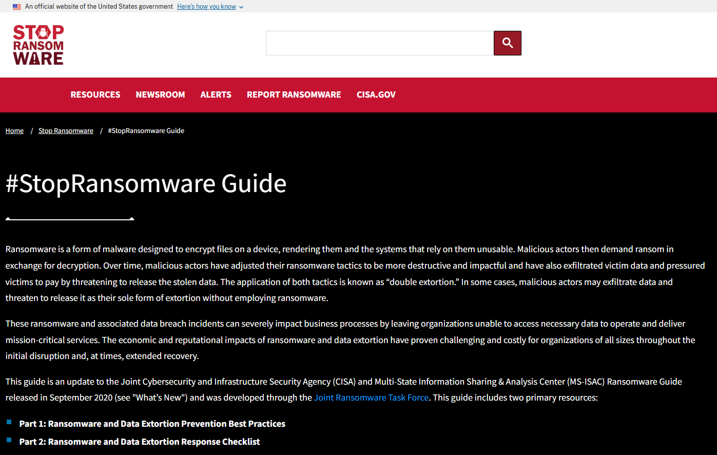 미국 정보보호기관(CSIA)의 랜섬웨어 대응 가이드라인