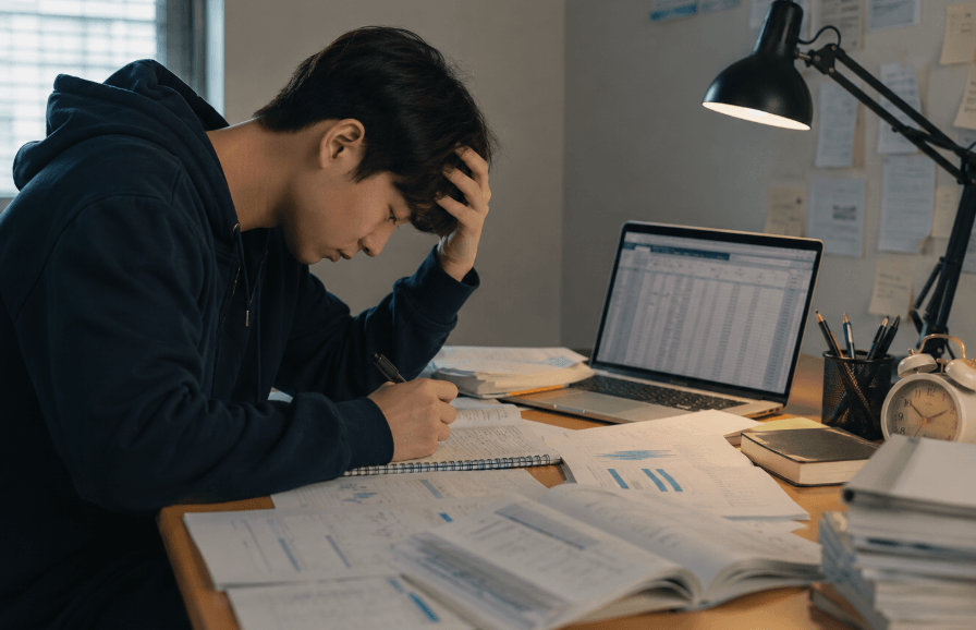 수능 최저 데이터 확인하는 학생