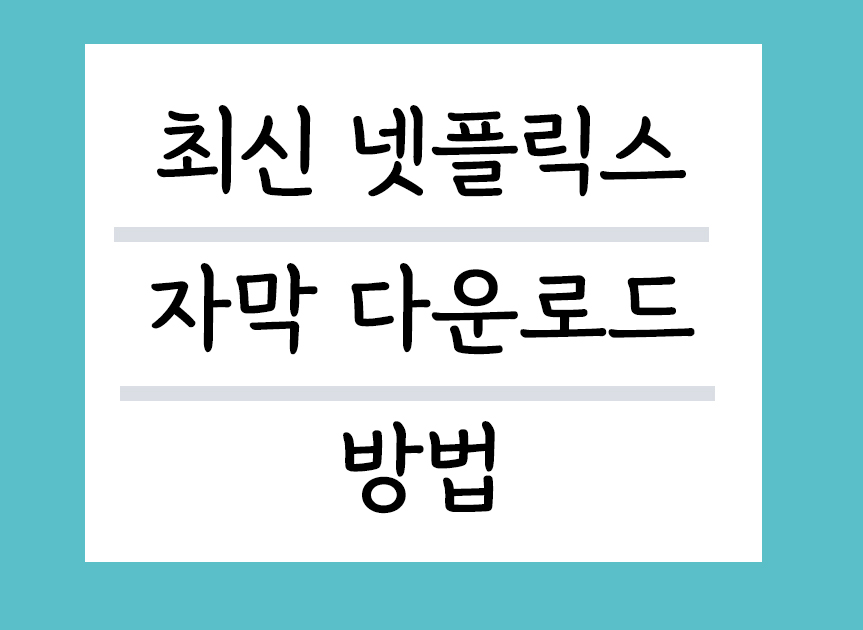 2025년 최신가이드 넷플릭스 자막 다운로드 방법