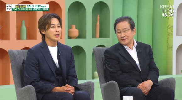 배우 정태우, 임동진이 KBS1 '아침마당'의 화요초대석에 출연해 대화를 나누고 있다. [사진=KBS 방송화면 캡처]