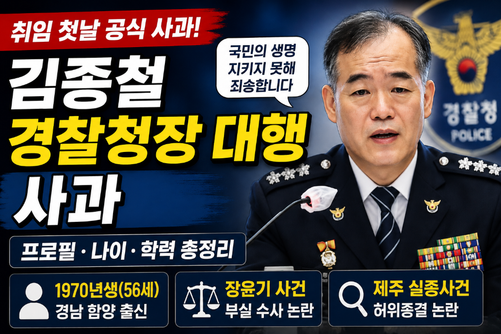 김종철 경찰청장 대행 사과|프로필·나이·학력·장윤기·제주 실종사건