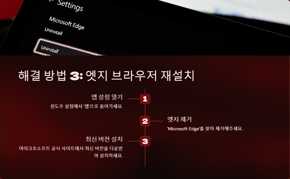 윈도우11에서 엣지 브라우저 오류 해결하는 방법
