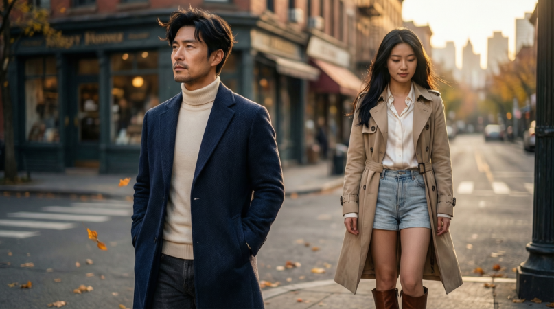 예전-행복을-회상하며-서로-떨어져-걸어가는-남녀