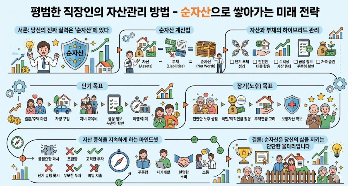 자산관리, 순자산, 순자산 계산법, 자산과 부채, 잔기 목표, 장기(노후) 목표, 자산 증식, 울타리