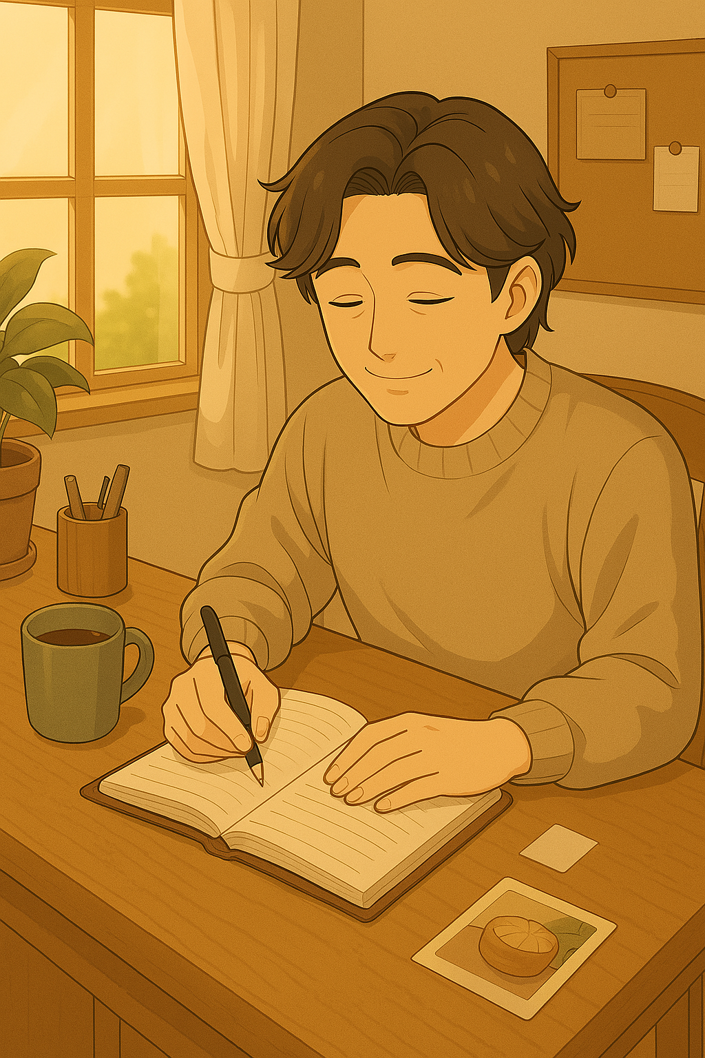 다이어리 정리하는 모습