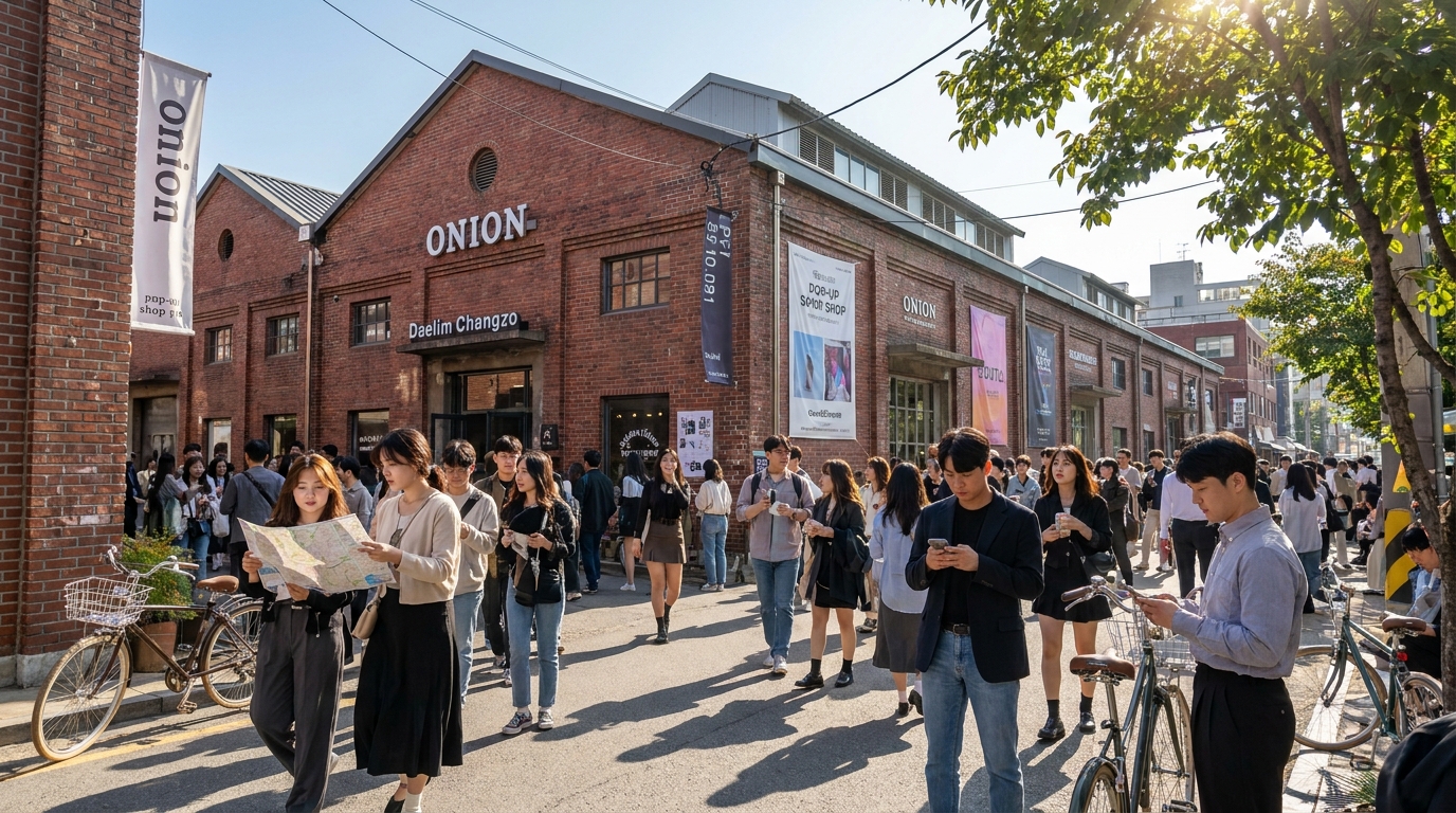 성수동 포켓몬 팝업 종료 후 인근의 다른 팝업스토어로 이동하는 방문객들