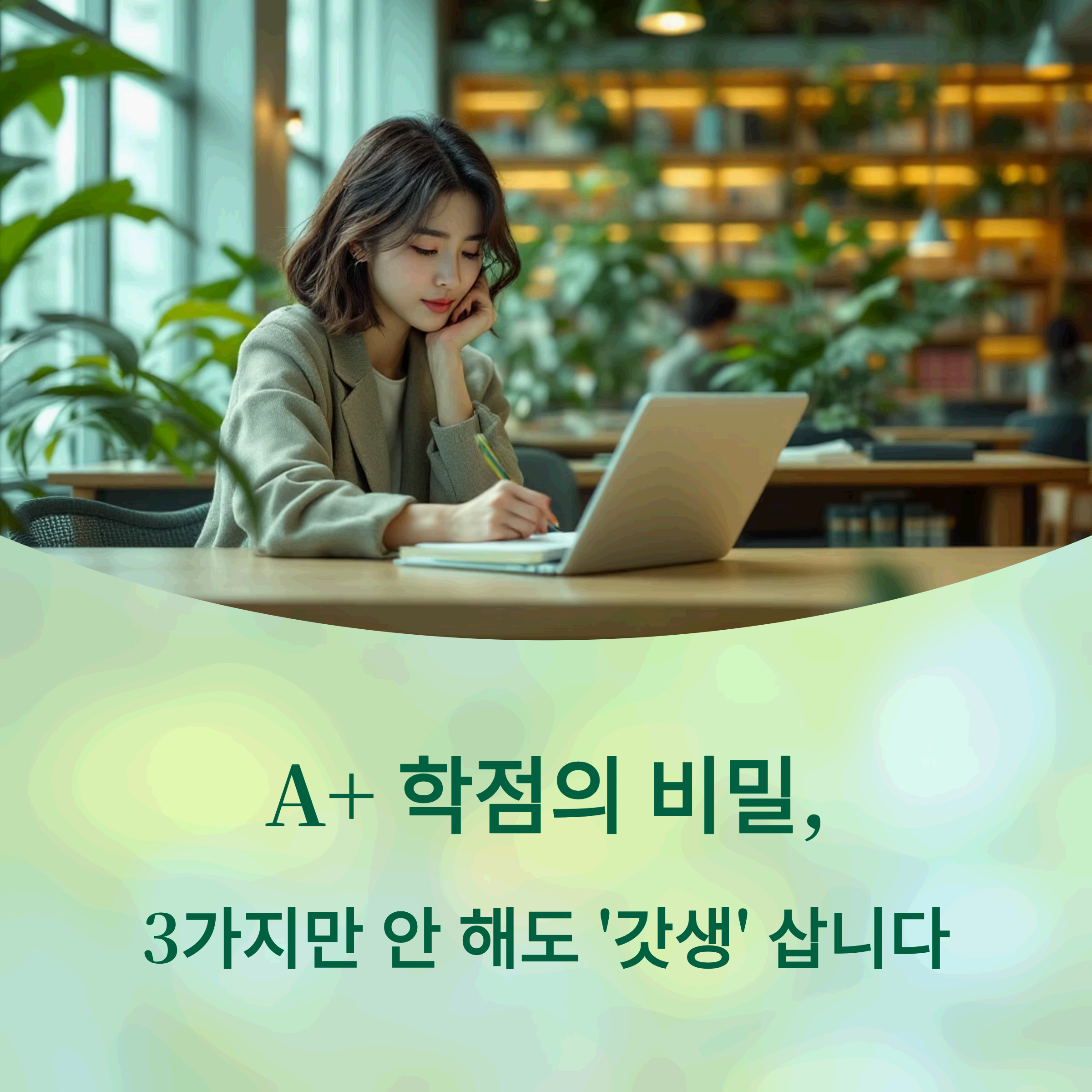 university student productively studying in a modern Seoul library